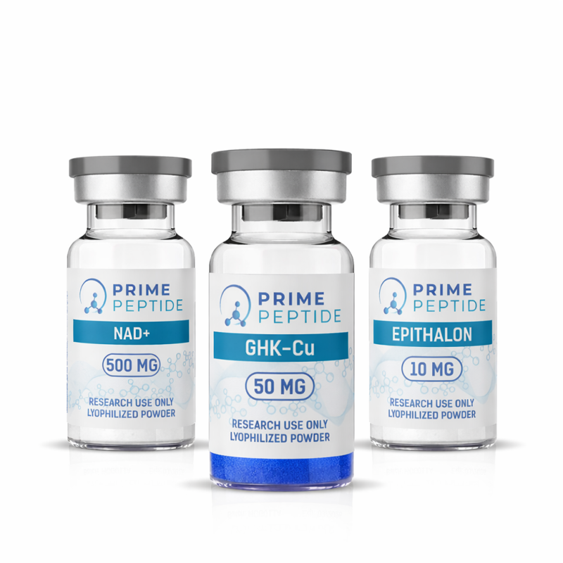 Research Stack for Aging and Cellular Regeneration Studies – GHK-Cu 50 mg + NAD+ 500 mg + Epitalon 10 mg